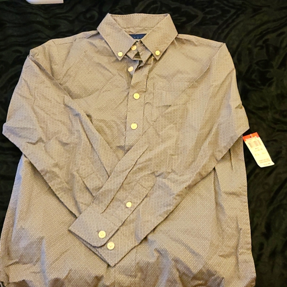 Basic Editions boys grey button down